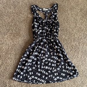 Cute Black and White Bird Patterned Dress